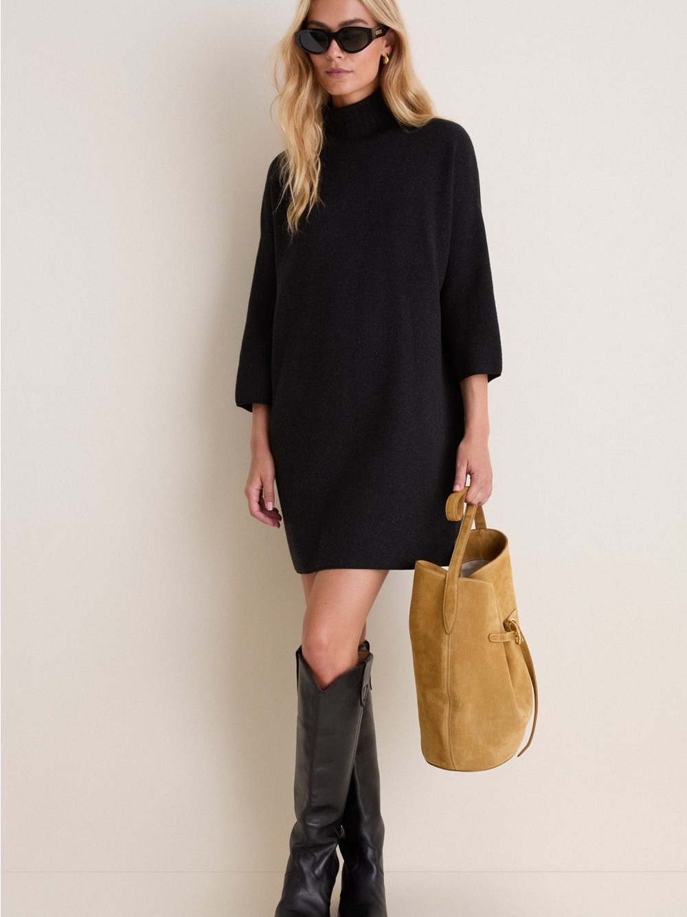 Tuckernuck Vivianne Sweater Mini Dress Black Large Pomander Place